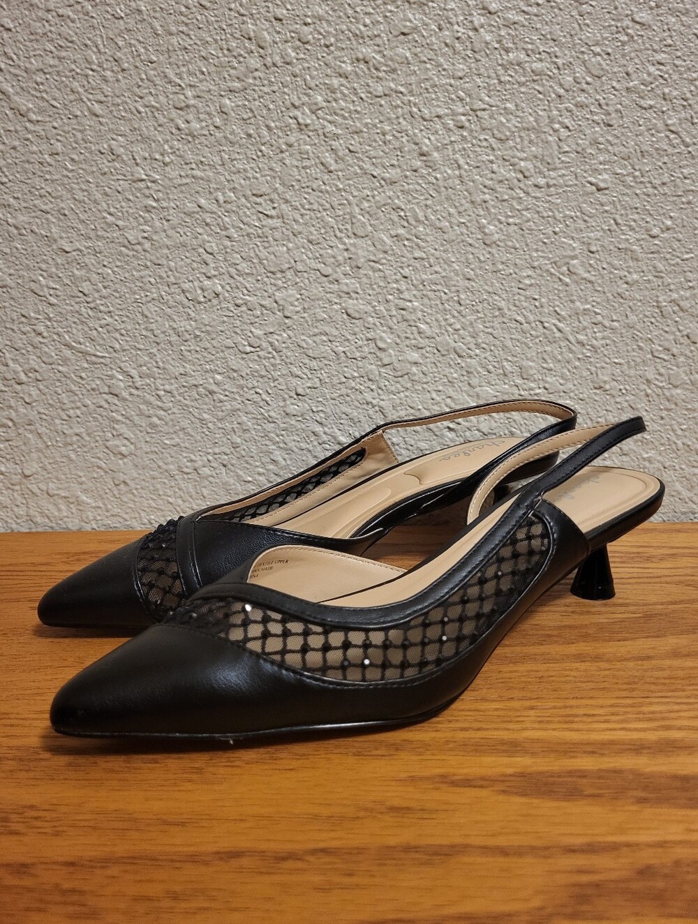 Charles by Charles David Black Angel Slingback Pointed Toe Heels Size 7½M